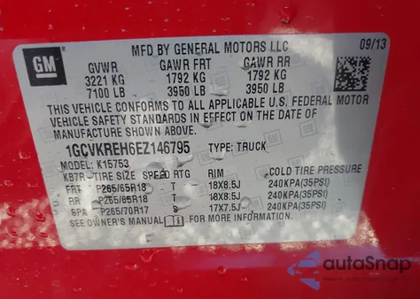 2014 Chevrolet Silverado 1500 1Lt из США, поврежденный, VIN 1GCVKREH6EZ146795